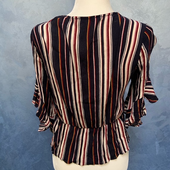 Red | Blue | Yellow Striped Peplum Top - Picture 9 of 10